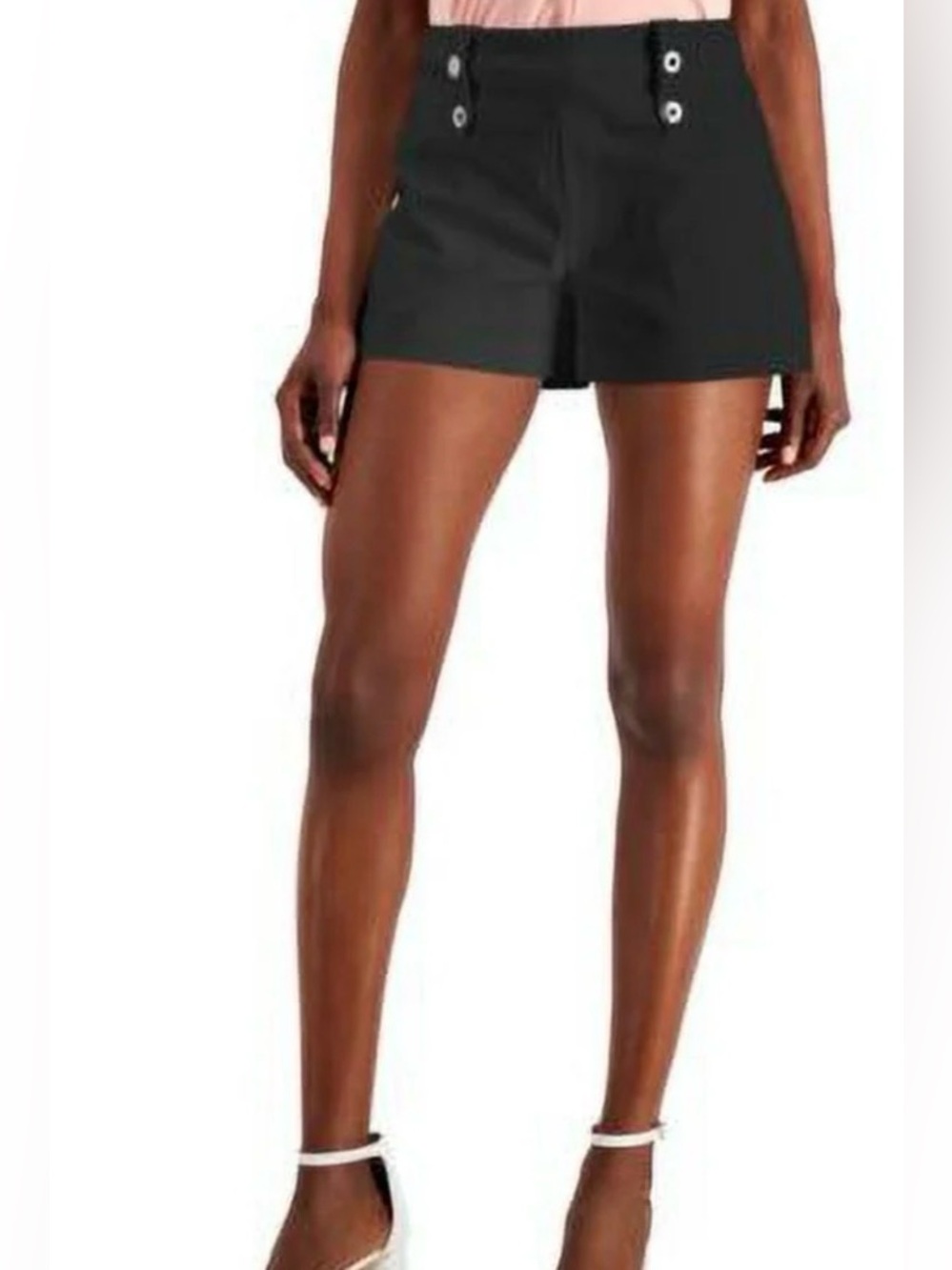 New INC Women’s Black High-Rise Shorts with Snap Detail